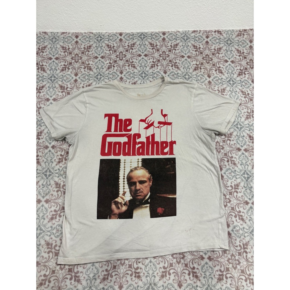 The Godfather Movie Graphic T-Shirt Mens XL Cream Marlon Brando Vito Corleone